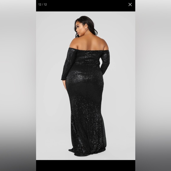 Fashion nova curve black sequin gown 2X - Picture 4 of 4